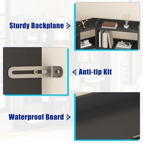 Industrial Black 6-Tier L-Shaped Corner Bookshelf with Baffle_storage Rack