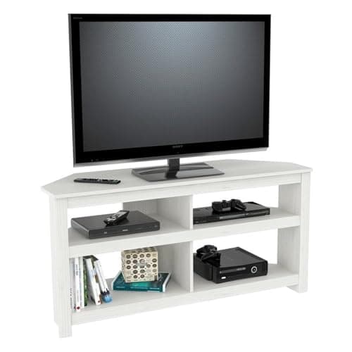 Inval MTV-16919 Wood TV Stand 60" Flat Screen, 4 Open Shelves, Washed Oak