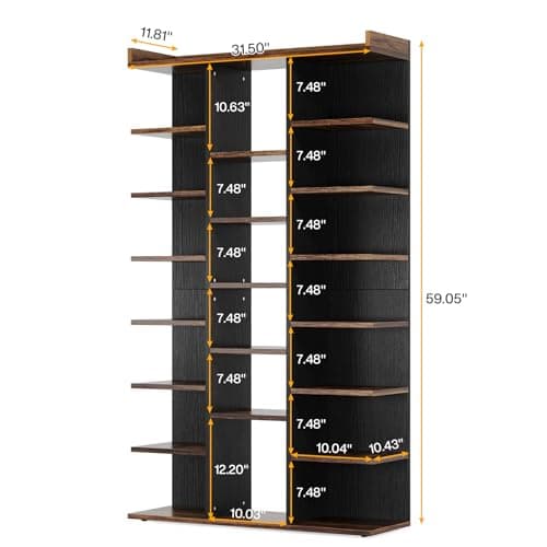 Industrial Wood 7-Tier Bookshelf with 20 Storage Cubes