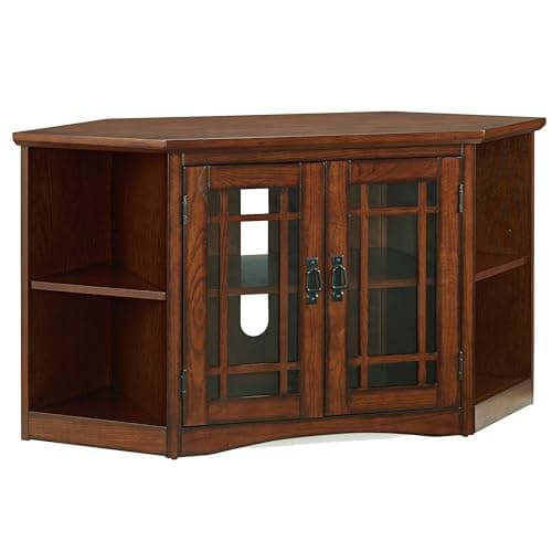 Leick Home 82287 Mission Oak Two Door TV Stand 50" TVs Living Room Storage