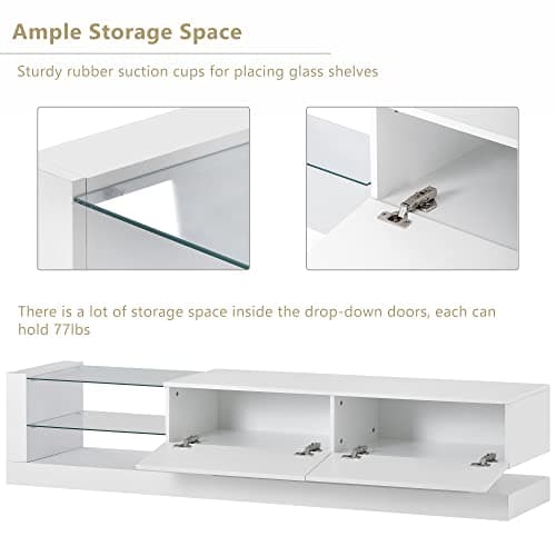 Modern White 70-80 Inch TV Stand with Storage for Living Room
