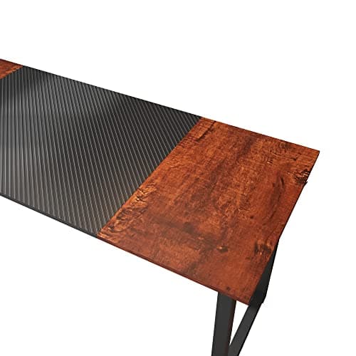 Decoholic 63-Inch Industrial Modern Home Office Desk with Storage Bag and Hook - Black and Sandalwood