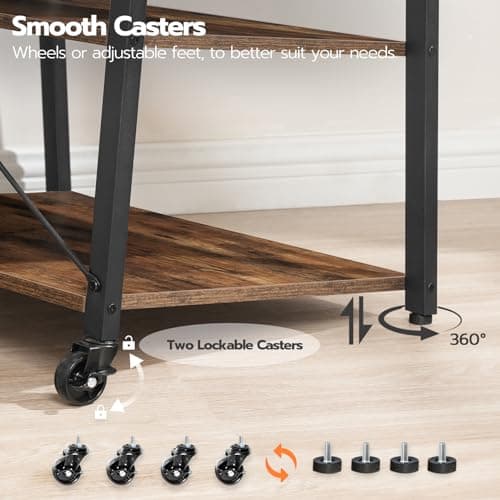 Rolling TV Stand for 55 inch TV, Corner Entertainment Center