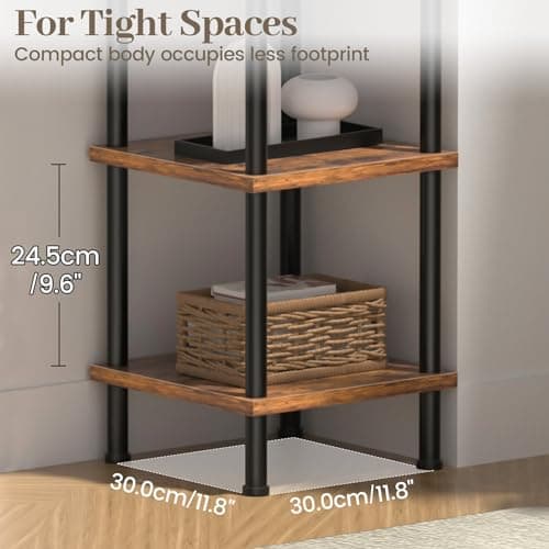 Industrial 5-Tier Square Shelf Stand Display Rack for Living Room, Home Office, Kitchen