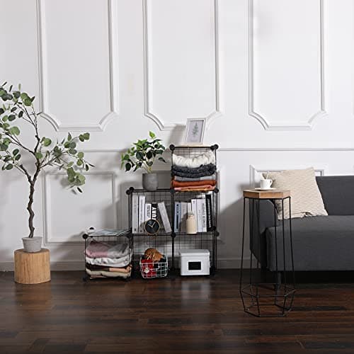YCOCO 6-Cube Storage Organizer, Metal Wire Grid Bookshelf, Home Office Bin