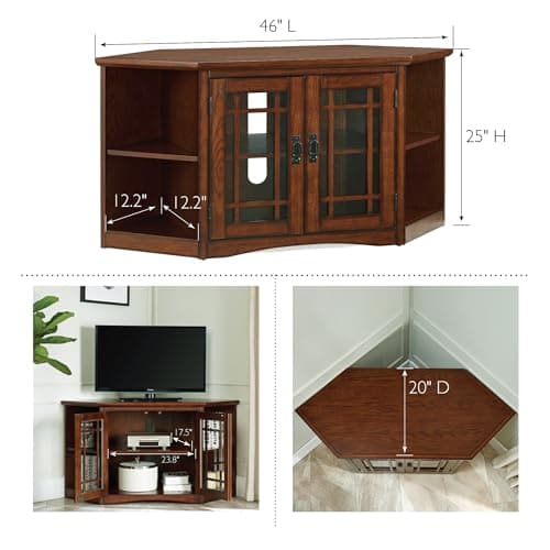 Leick Home 82287 Mission Oak Two Door TV Stand 50" TVs Living Room Storage