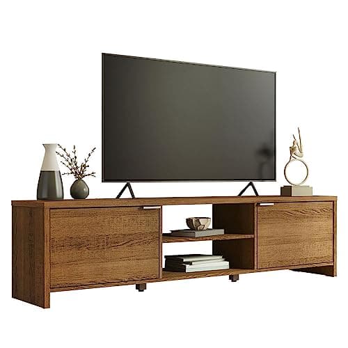 Madesa Black Large TV Stand with Cable Management for 65-75 Inch TVs