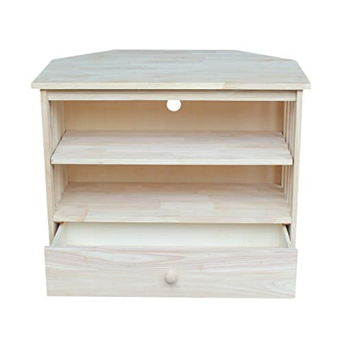 IC International Concepts Mission Corner Entertainment / TV Stand, Solid Real Wood, 35x24x29, Minimal Assembly, DIY Pain