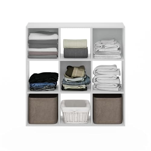 Furinno Pelli 9-Cube White Storage Organizer for Clothing and Closets