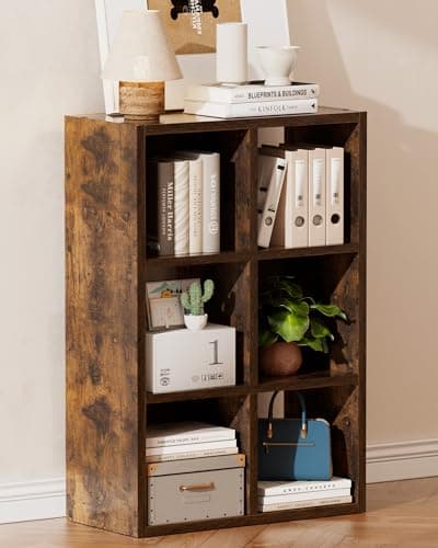 GTPLAYER 6-Cube Storage Organizer Shelf for Closet and Bedroom - Rustic Brown
| Stackable 2x3 Design 11" Bin Storage Organizer - Partial Back Panels, Rustic Brown
| Vertical or Horizontal Use 11" Bin Storage Organizer - GTPLAYER 6-Cube Shelf, Rustic