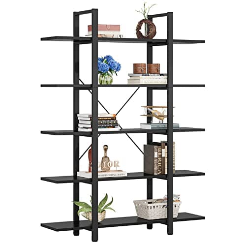 Tribesigns 5-Tier Vintage Industrial Bookshelf 72H x 12W x 47L