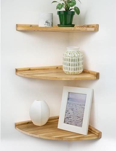 Rustic Farmhouse Corner Wall Shelf for Kitchen Bathroom Bedroom - 12x12 Inch