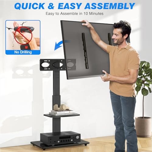 Rfiver Swivel TV Stand with Height Adjustment & Cable Management for 32-70 inch TVs Up to 110lbs
