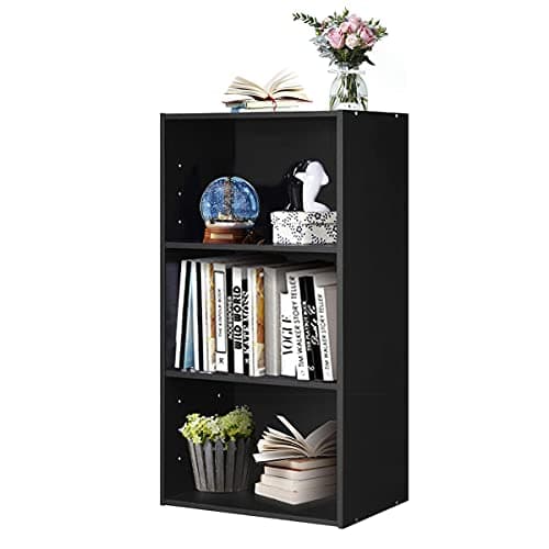 Giantex 3-Shelf Black Bookcase for Home Office and Bedroom