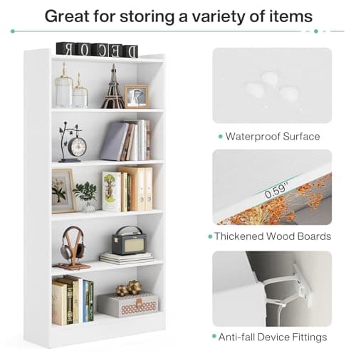 Tribesigns 6-Tier Tall Bookcase, 71" Floor Standing Bookshelf for Home Office, Living Room, Bedroom