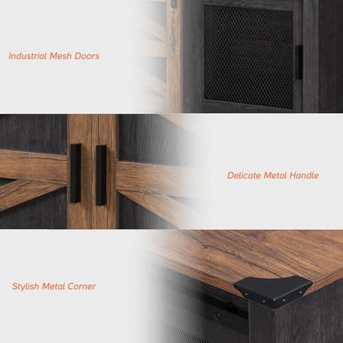 Farmhouse TV Stand for up to 75 inch TV with Sliding Barn Door