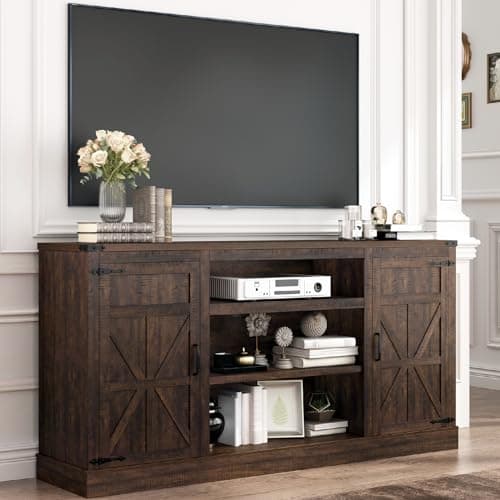 Rustic Farmhouse TV Stand for 65-75 Inch TVs with Power Outlets