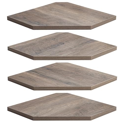 Rustic Wood Corner Wall Shelves Set for Living Room Bedroom Bathroom Kitchen