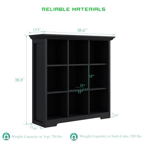 Wooden 3-Tier Cube Storage Bookcase for Home and Office, Black