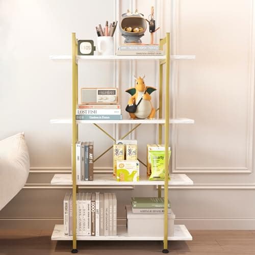 Industrial Rustic Brown Metal Bookshelf, 5 Tiers, Standing Storage for Home Office and Study.
