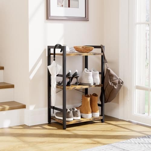 NUMENN 3 Tier Slim Bookshelf for Home StorageVintage