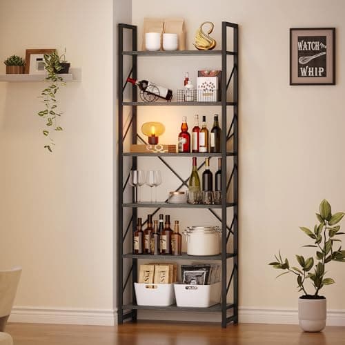 YITAHOME Modern 6 Tier Bookshelf for Living Room, Black