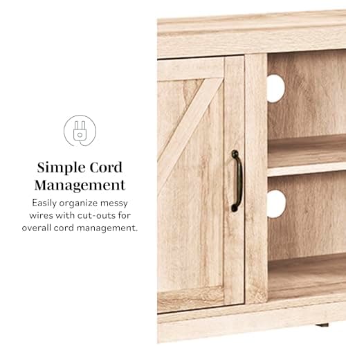Walker Edison Georgetown White Oak Double Barn Door TV Stand for 65 Inch TVs, 58 Inch