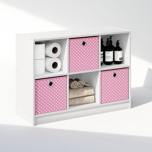Furinno 6-Cube Multipurpose Storage Organizer Shelf, White/Black