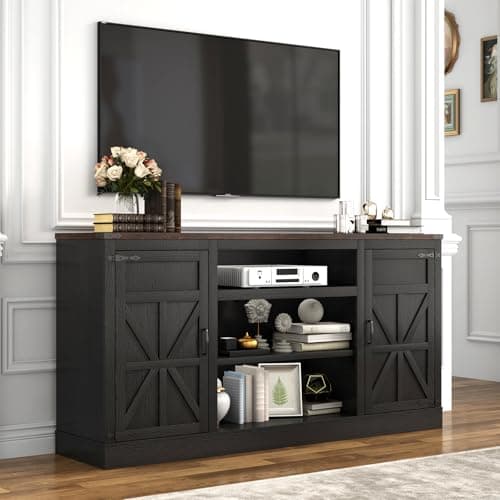 Rustic Farmhouse TV Stand for 65-75 Inch TVs with Power Outlets