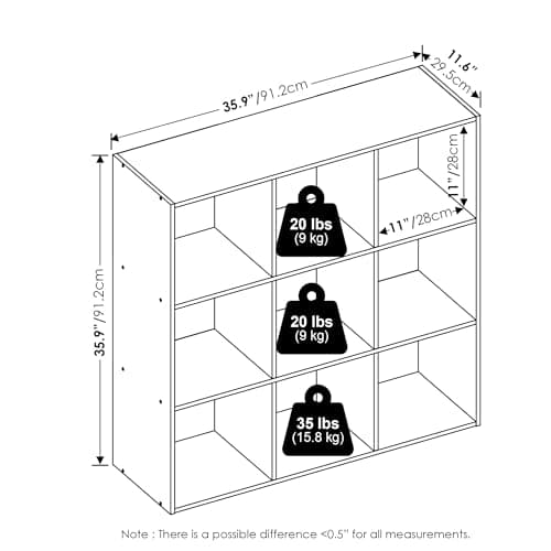 Furinno Pelli 9-Cube White Storage Organizer for Clothing and Closets