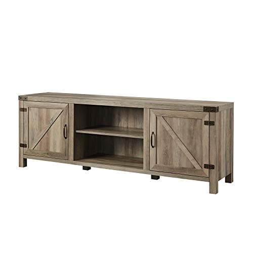 Walker Edison Georgetown Grey Wash 70" Farmhouse Double Barn Door TV Stand for Up to 80" TVs