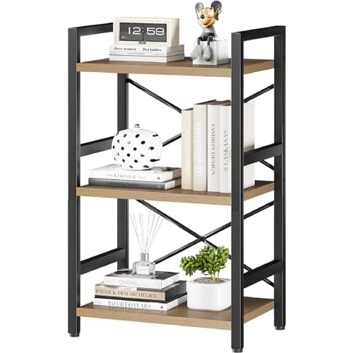 Rustic Brown 4 Tier Bookshelf for Living Room, Bedroom, Home Office