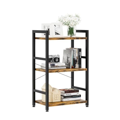 NUMENN 3 Tier Slim Bookshelf for Home StorageVintage