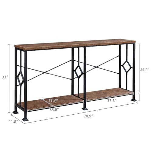 HOMISSUE Industrial Narrow Console Table with Storage for Hallway and Living Room, Rustic Brown