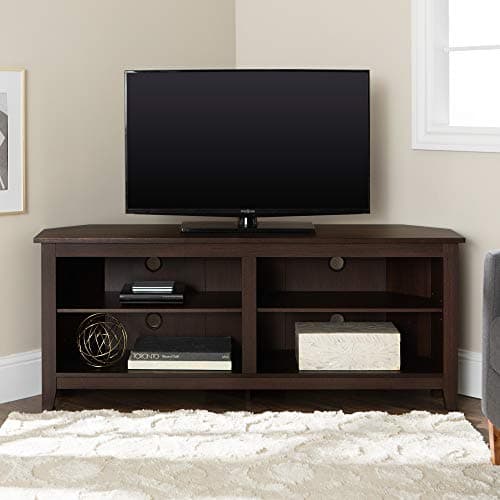 Walker Edison Maxwell 2 Shelf Espresso Corner TV Stand 65 Inches