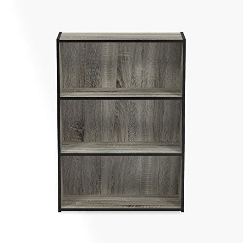 Furinno Pasir 3-Tier Grey French Oak Open Shelf Bookcase