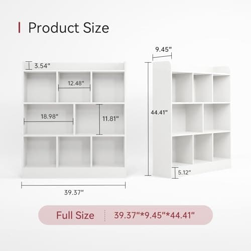 MXV 8 Cube Bookshelf, Wood Storage Organizer, White Free Standing for Living Room, Bedroom