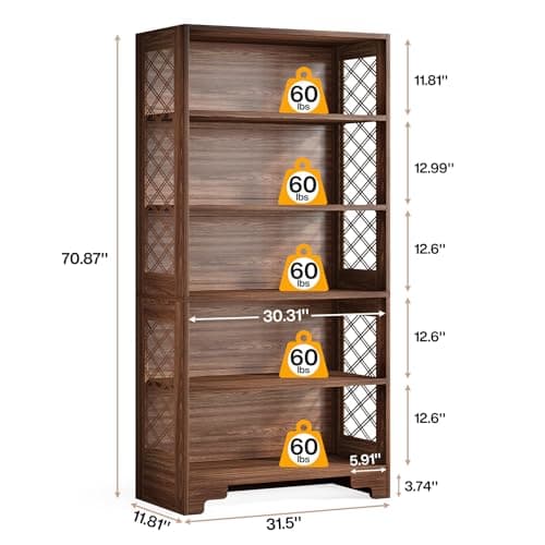 Tribesigns 6-Tier Vintage Tall Bookcase for Home Office Living Room