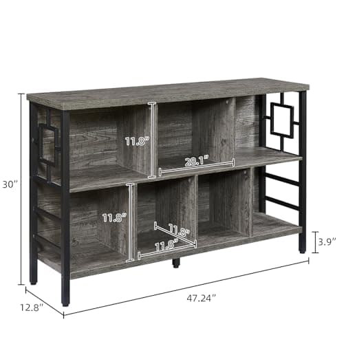 HOMISSUE 3-Tier Rustic Cube Storage Shelf, Grey, Living Room, Office