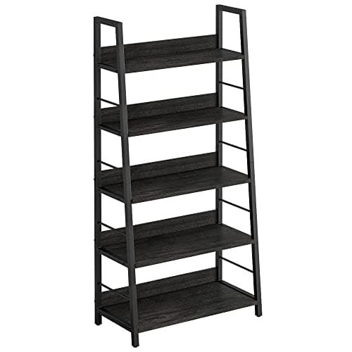 IRONCK 5-Tier Rustic Brown Ladder Shelf Bookcases for Living Room and Home Office