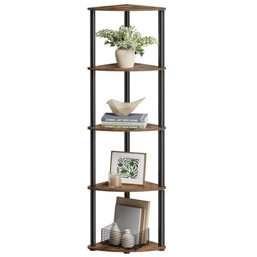 SONGMICS Home ULBC610W01 5-Tier Corner Shelf Stand, Snow White