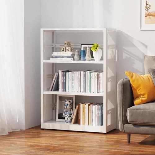 3-Tier Metal Storage Shelves with Wheels, Adjustable Feet, and White Finish