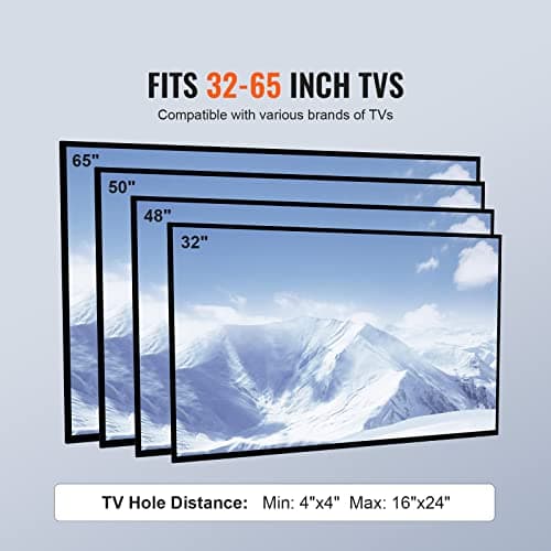 VEVOR Adjustable Swivel TV Stand, 32-65 Inch, Tempered Glass Base