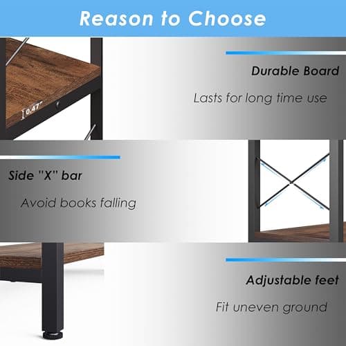 Vintage Industrial 6-Shelf Corner Bookshelf