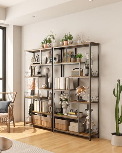 Gizoon 8-Shelf Staggered Metal Bookcases for Bedroom, Living Room, Home Office