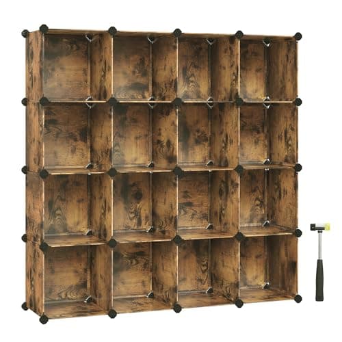 SONGMICS Rustic Brown Cube Storage Set - 16 Piece Closet Organizer