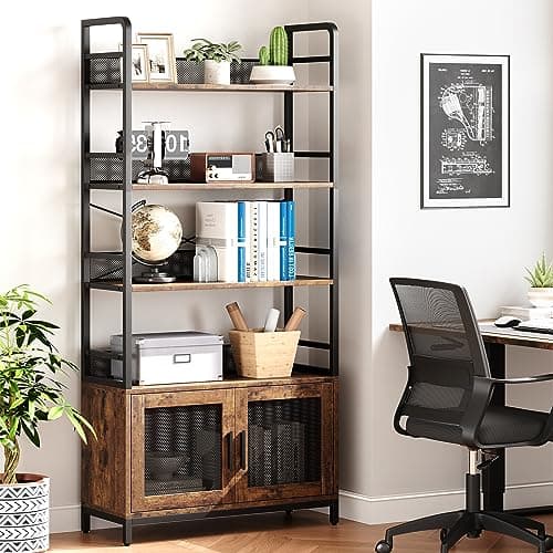 GAOMON Rustic Brown 70.87" Tall Bookshelf with 4 Tiers for Home Office, Bedroom, Living Room