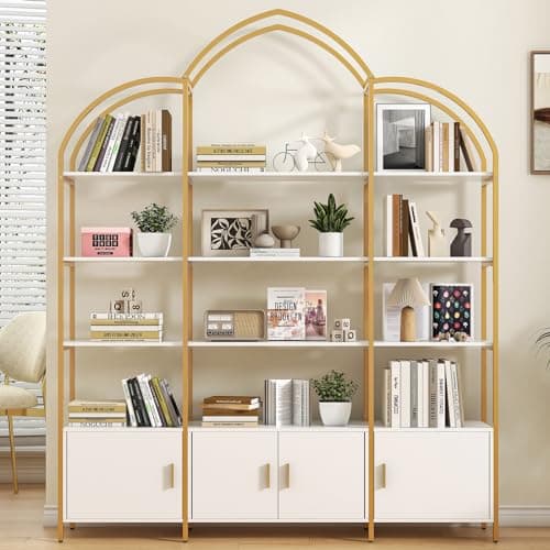 Semoic 3-Tier Industrial Wood Bookshelf, Brown Metal Frame, Living Room & Study Storage Organizer