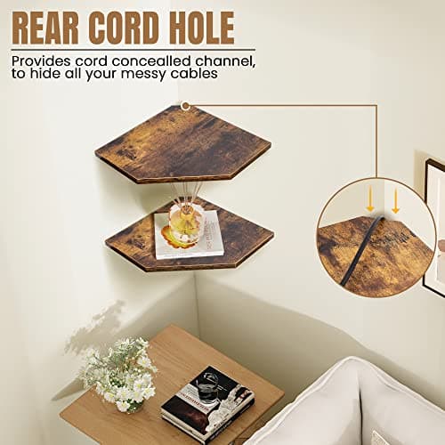 Rustic Wood Corner Wall Shelves Set for Living Room Bedroom Bathroom Kitchen