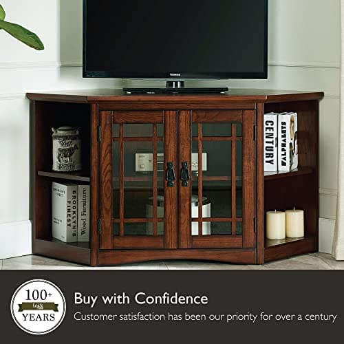 Leick Home 82287 Mission Oak Two Door TV Stand 50" TVs Living Room Storage